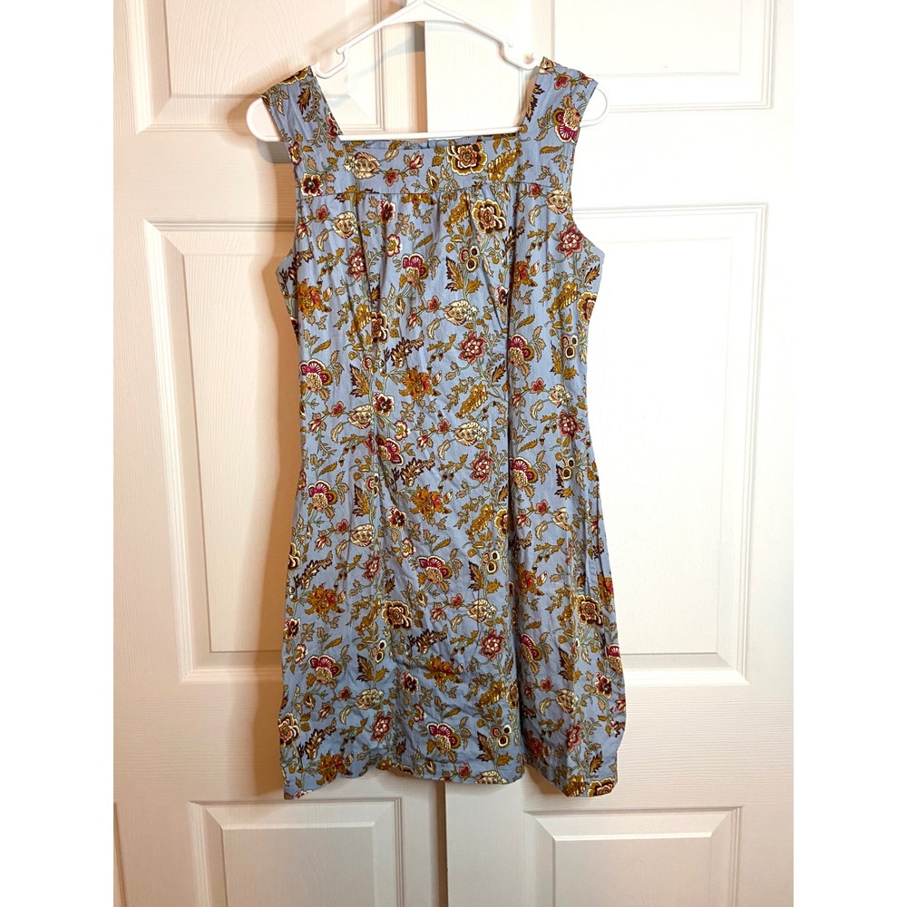 Derek Heart Floral Square Neck Sleeveless Mini Dress Blue Brown Medium